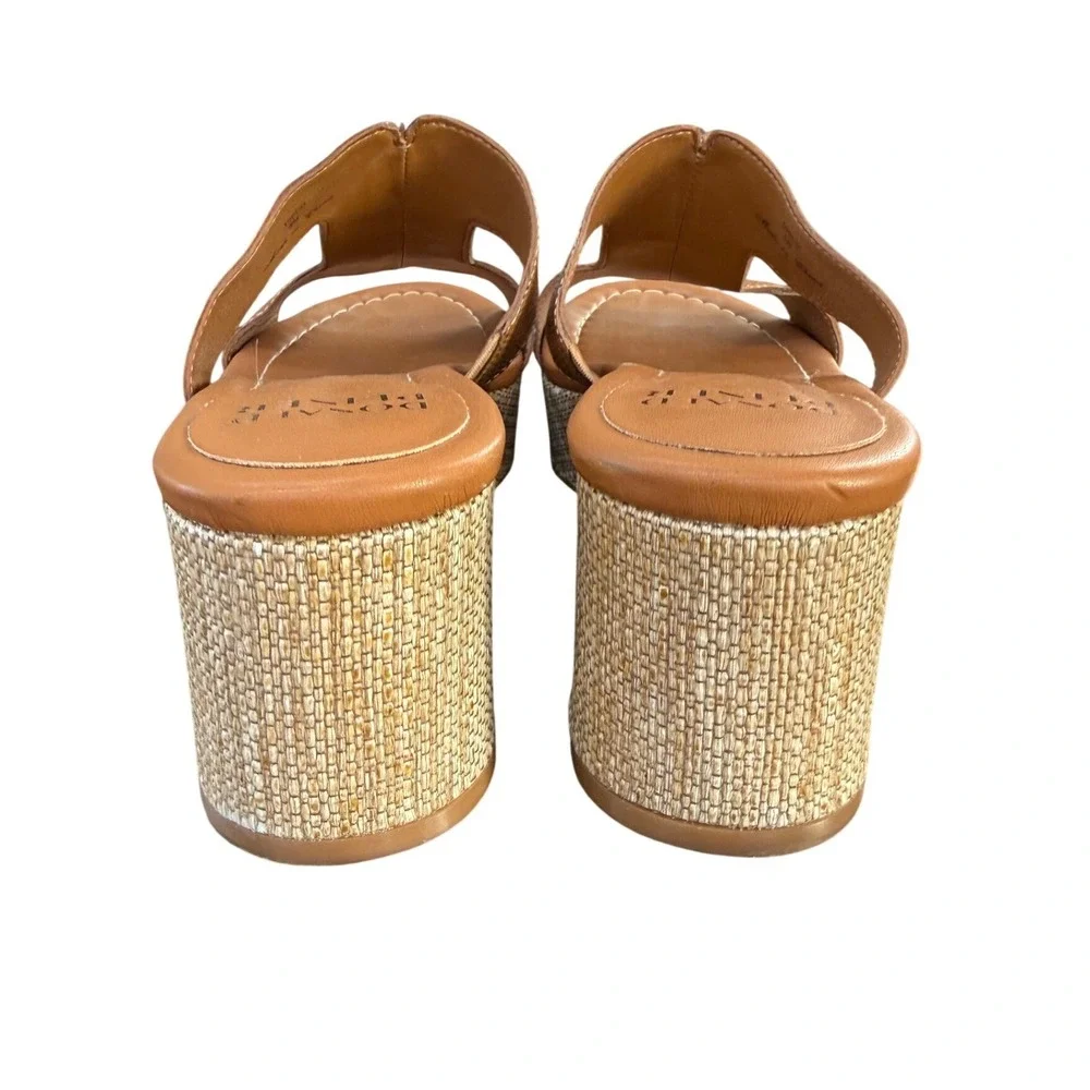 Donald‎ Pliner Disco Tan Snake Embossed Raffia Look Platform Slide Sandals 6M